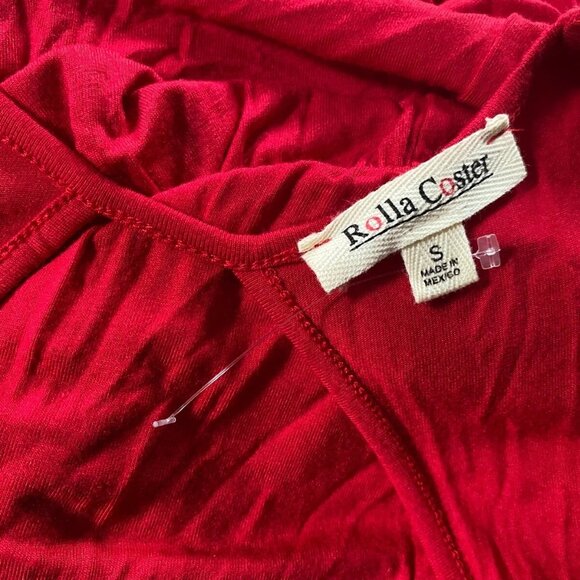 ROLLA COASTER Red Keyhole Open-Back stretch Cocktail JUMPSUIT Romper *SMALL* - Picture 7 of 7